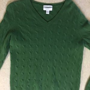 100% double-ply cashmere v-neck.